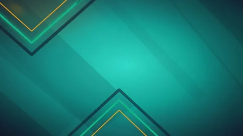 Abstract graphic design featuring layered chevron shapes in teal, green, an.. Stock Footage 346002220