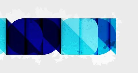 Abstract graphic design featuring layered blue rectangles forming text. Stockillustratie
