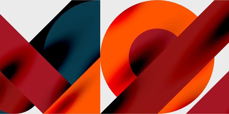Abstract graphic design featuring overlapping ribbons. Colors include vibrant Stock Illustration