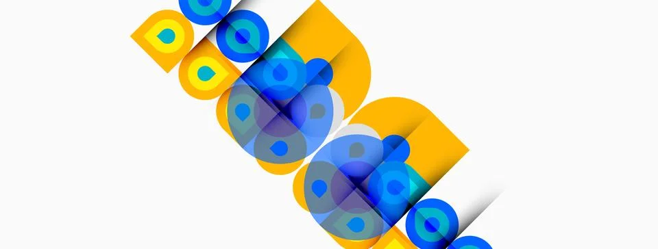 Abstract graphic design featuring overlapping yellow squares with blue circle Illustrazione stock