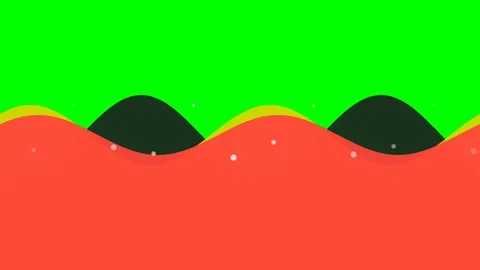 Abstract graphic design featuring rolling orange waves against green backgrou Stock Footage 340904251