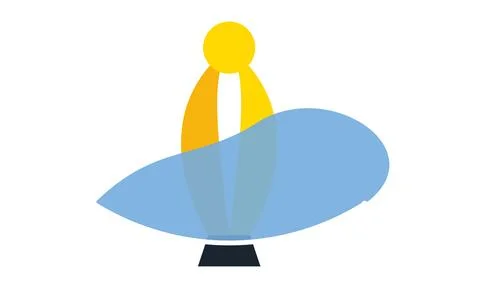 Abstract graphic design featuring a yellow circular motif and blue wave ele.. 库存插图