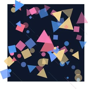 Abstract graphic design illustration featuring colorful geometric shapes an.. Illustrazione stock