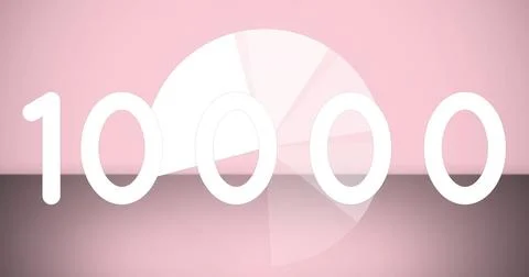 Abstract graphic design with large white numbers over pink pie chart background Stock Illustration