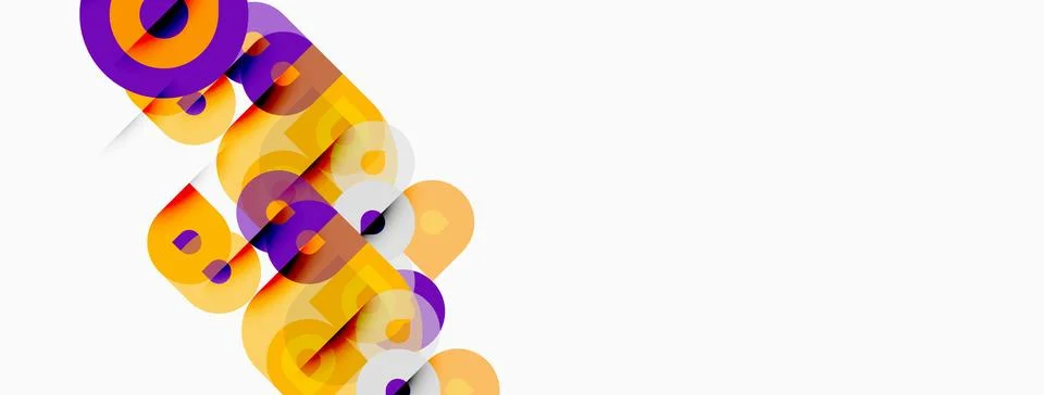 Abstract graphic design. Overlapping circles create dynamic text effect. Pu.. Stock Illustration