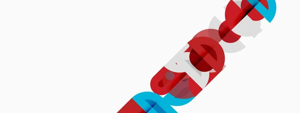 Abstract graphic design. Red, white, blue shapes overlap creating dynamic v.. Illustrazione stock