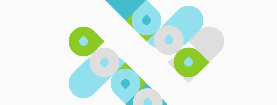 Abstract graphic design. Rounded rectangles overlap, creating dynamic visual Illustrazione stock