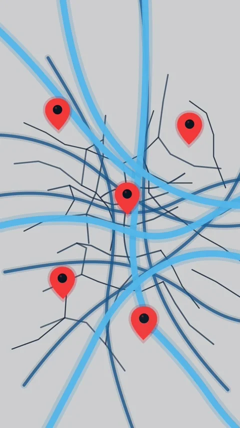 Abstract graphic design of a stylized map with intersecting lines represent.. Stock Footage 346794294