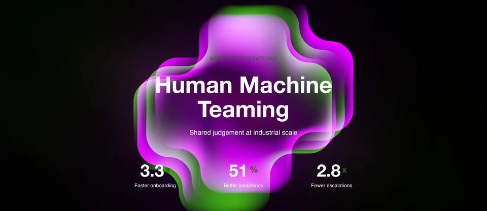Abstract graphic displays Human Machine Teaming concept. Metrics highlight Illustrazione stock