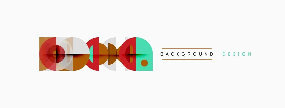 Abstract graphic elements form colorful design. Geometric shapes overlap, Illustrazione stock