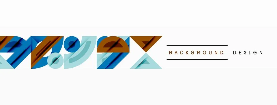 Abstract graphic elements form dynamic composition. Blue, brown, beige tones Stock Illustration