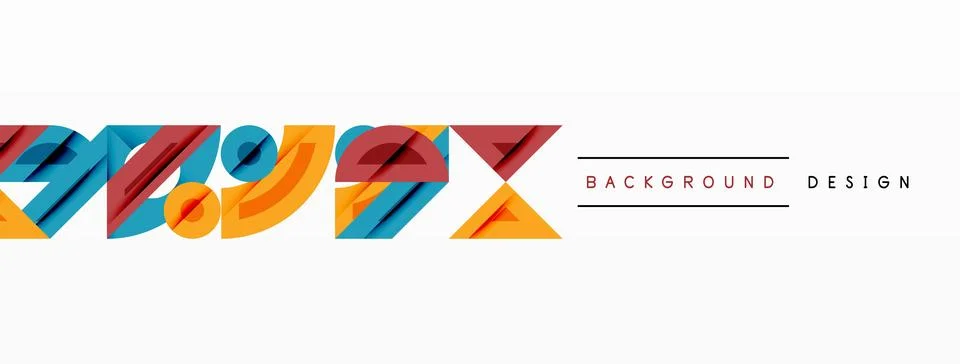 Abstract graphic elements form stylized text. Warm, cool colors contrast against 库存插图