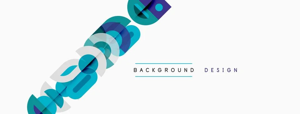 Abstract graphic elements overlap, creating dynamic visual composition. Blue, Stock Illustration