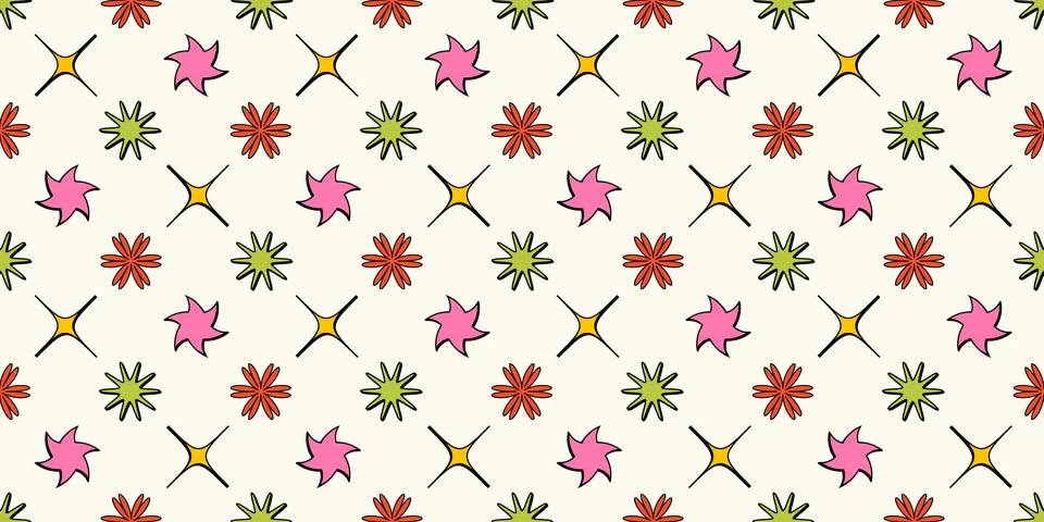 Abstract graphic elements seamless pattern. Minimalist figures in trendy brut 스톡 일러스트