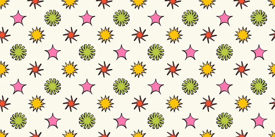 Abstract graphic elements seamless pattern. Minimalist figures in trendy brut Stock Illustration