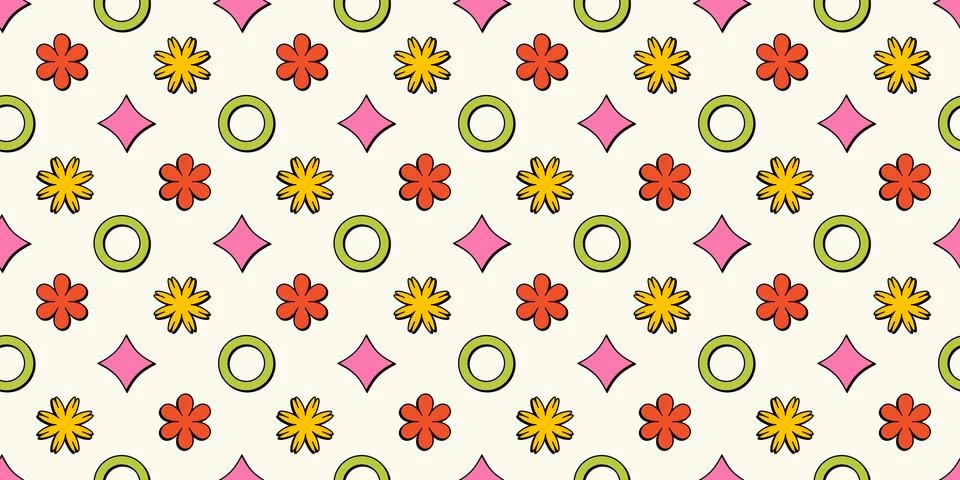 Abstract graphic elements seamless pattern. Brutal figure in trendy neobrut.. 库存插图