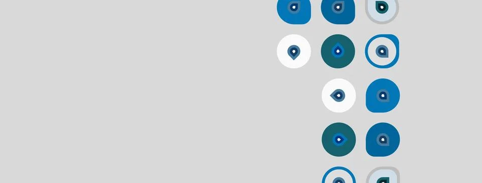 Abstract graphic features circular elements, varying shades blue, gray Stock Illustration