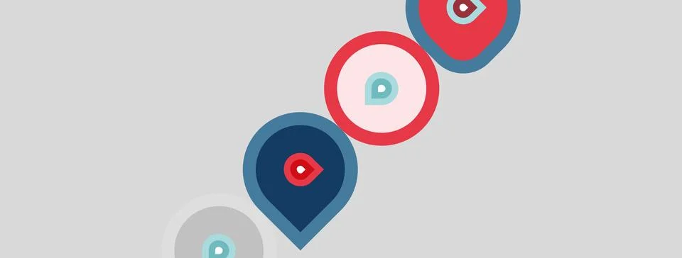 Abstract graphic features concentric circles, varied colors. Shapes suggest Stock Illustration