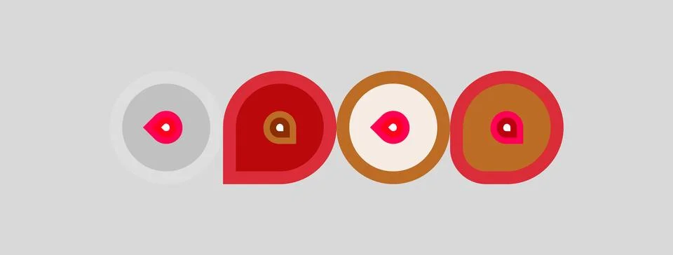 Abstract graphic features four concentric circles, varying colors. Minimalist Stock Illustration