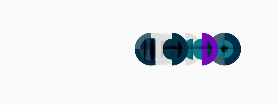 Abstract graphic features overlapping circular shapes, teal, purple, white,.. 库存插图