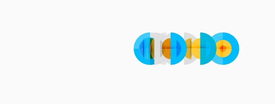Abstract graphic features overlapping colorful circles. Design suggests Ilustración de archivo