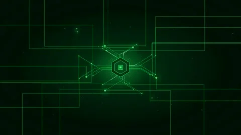 An abstract graphic featuring a glowing central hexagon surrounded by a net.. Stock Footage 346188544