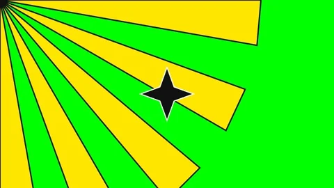 Abstract graphic featuring yellow sunburst rays on a vibrant green background Stock Footage 340900328