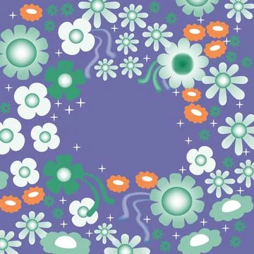 Abstract graphic flowers frame border Stock Illustration