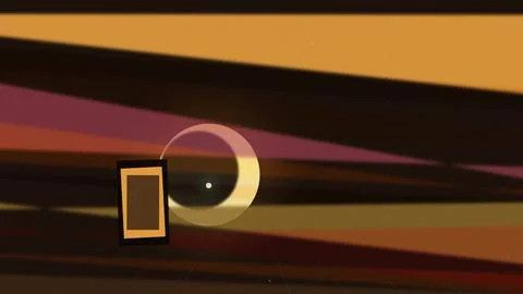 Abstract graphic with golden sunset gradient, rectangle and circular ring s.. Illustrazione stock