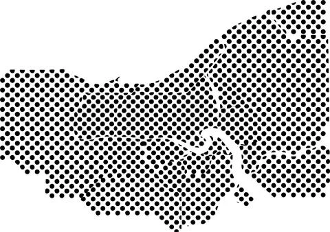 Abstract Graphic Halftone Pattern Map of a River Basin and Surrounding Land.. Stock Illustration