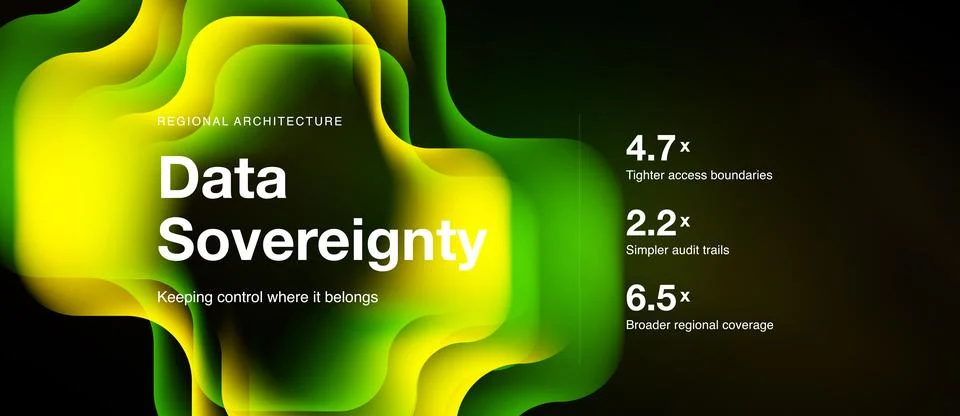 Abstract graphic highlights data sovereignty concept. Numbers indicate Stock Illustration