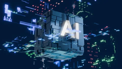 Abstract graphic A.I. technology futuristic motion background Stock Footage 301074735