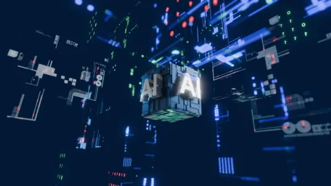 Abstract graphic A.I. technology futuristic motion background Stock Footage 301075398