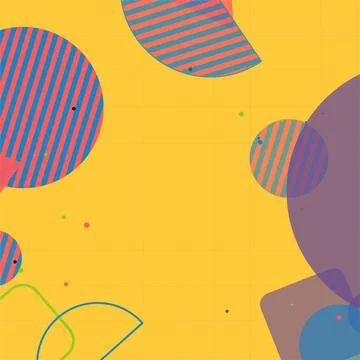 Abstract Graphic Illustration Featuring Vibrant Geometric Shapes on Yellow .. Illustrazione stock