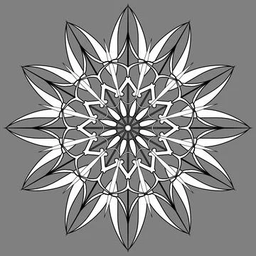 Abstract graphic linear sign template. Winter design of snowflake. Coloring b Stock Illustration