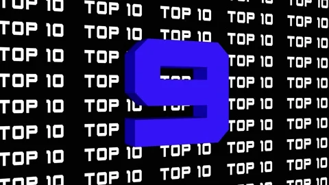 Abstract graphic movement in 4K - digits of the top 10 shown from 10 to 1 Video stock 143178131