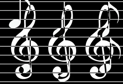 Abstract graphic of music clef pattern with black and white chess style design 스톡 일러스트
