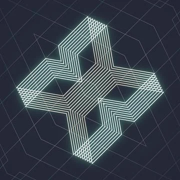 Abstract graphic pattern of overlapping squares. 3d rendering illustration Stock Illustration