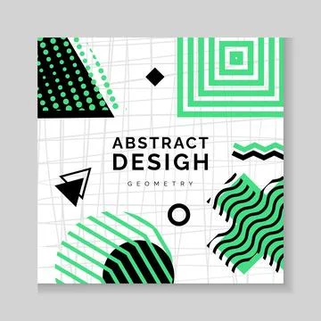 Abstract graphic poster. Square background for social media post. Green lines Stock Illustration