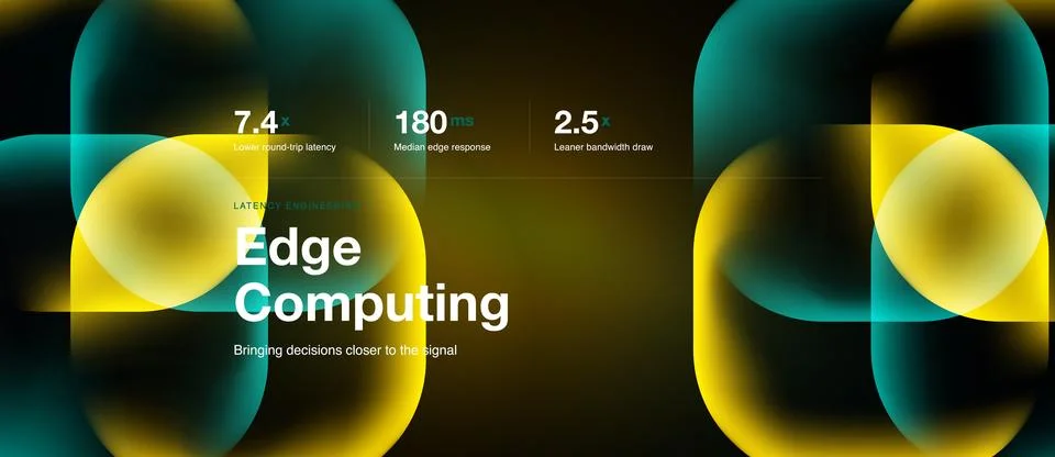 Abstract graphic promoting edge computing. Features overlapping circles, text 스톡 일러스트
