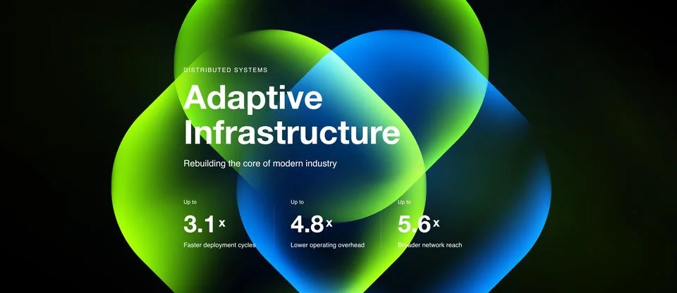 Abstract graphic showcases adaptive infrastructure concept. Vibrant colors Stock Illustration