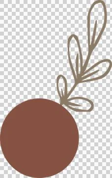 Abstract graphic is showing rust circle and tan botanical branch, in flat style イラスト素材