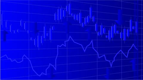 Abstract of graphical patterns with arrows and lines on blue background Stock Illustration