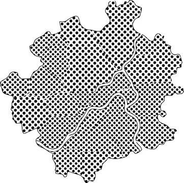 Abstract graphical representation of a divided landmass or regional map fea.. Stock Illustration