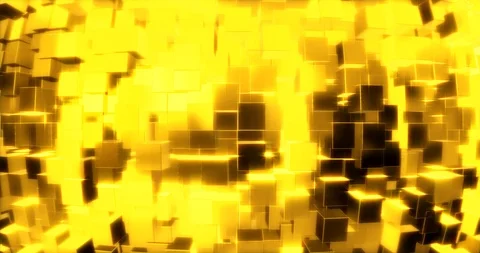 Abstract graphics background with golden cubes on a sphere. 3d rendering Stock Footage 107156194