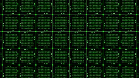 Abstract graphics technology background in green - blocks of binary code Stock Illustration