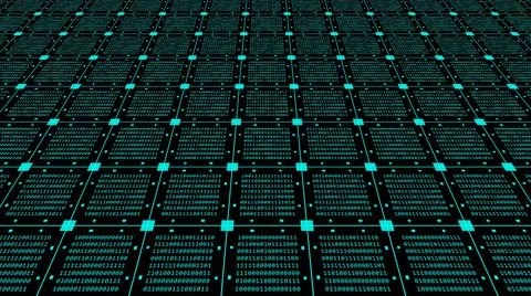 Abstract graphics technology background in turquoise - blocks of binary code Stock Illustration