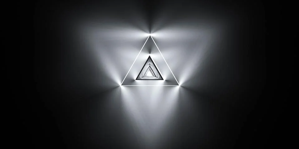Abstract graphics with triangular glowing pattern. Abstract modern futuristic 스톡 일러스트