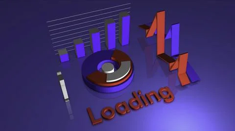 Abstract graphs and loading inscription. Motion. Round shaped diagram surrounded Stock Illustration
