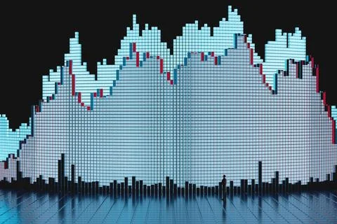 Abstract graphs and statistics on a black background. The trader analyzes the Stock Photos